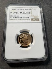 1994 PROOF HALF GOLD SOVEREIGN PF70UC