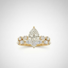 2CT IGI Certified Marquise Lab Grown Diamond Engagement Ring With Matching Band