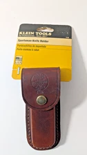 Vintage Klein Sportsman Knife Holder/Sheath Brown Leather Folding Blade 5186 USA
