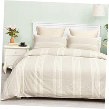 100 Washed Cotton Duvet Cover Set King Size, King  104"x90" Khaki Beige