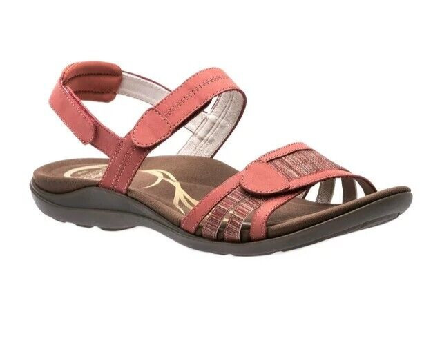 Abeo Brynn Flat Ankle Strap Red Leather Adjustable Sandals Shoe Size 9 US  $120