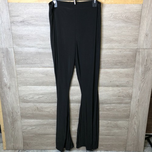 Black Slinky Flared Leg Trousers 