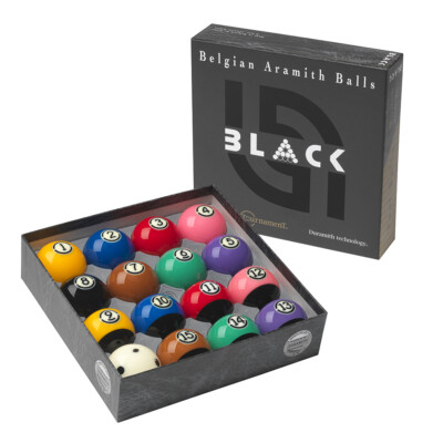 Aramith BLACK Tournament Duramith Tech American Pool Ball Set 2 1/4'' (57 mm)