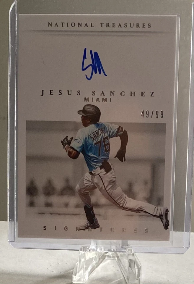 2021 National Treasures Jesus Sanchez Top Miami Marlins Prospect Auto /99 - Image 1 of 3
