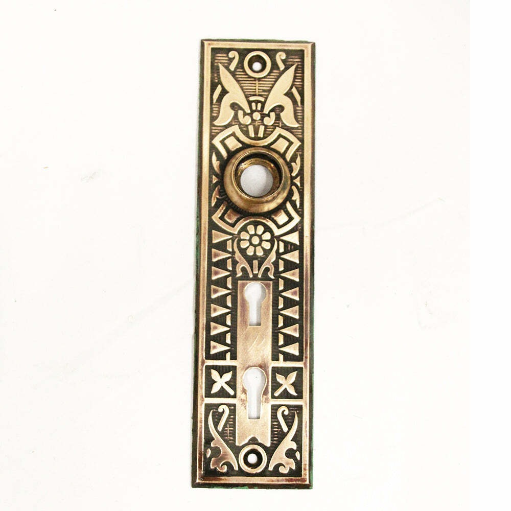 Antique Eastlake Door plate Backplate Hardware Floral Design Gorgeous! |  eBay