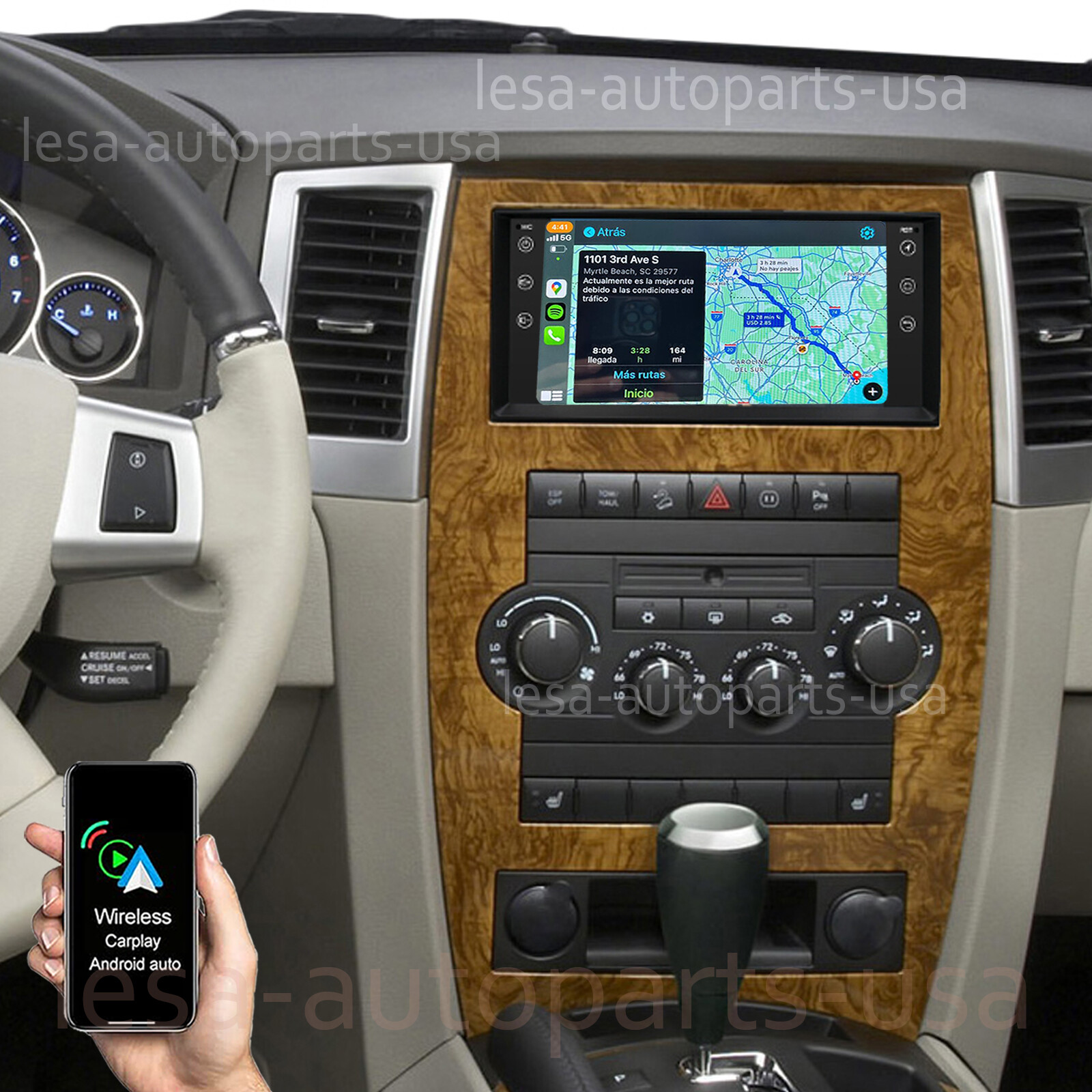 For 2008-2010 Jeep Grand Cherokee Carplay Android Auto Car Stereo Radio GPS Navi