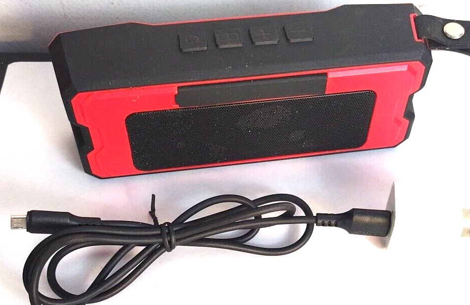 Axess Personal Bluetooth Media Speaker With Charger. Works Great! Red/Black - Image 3 of 4