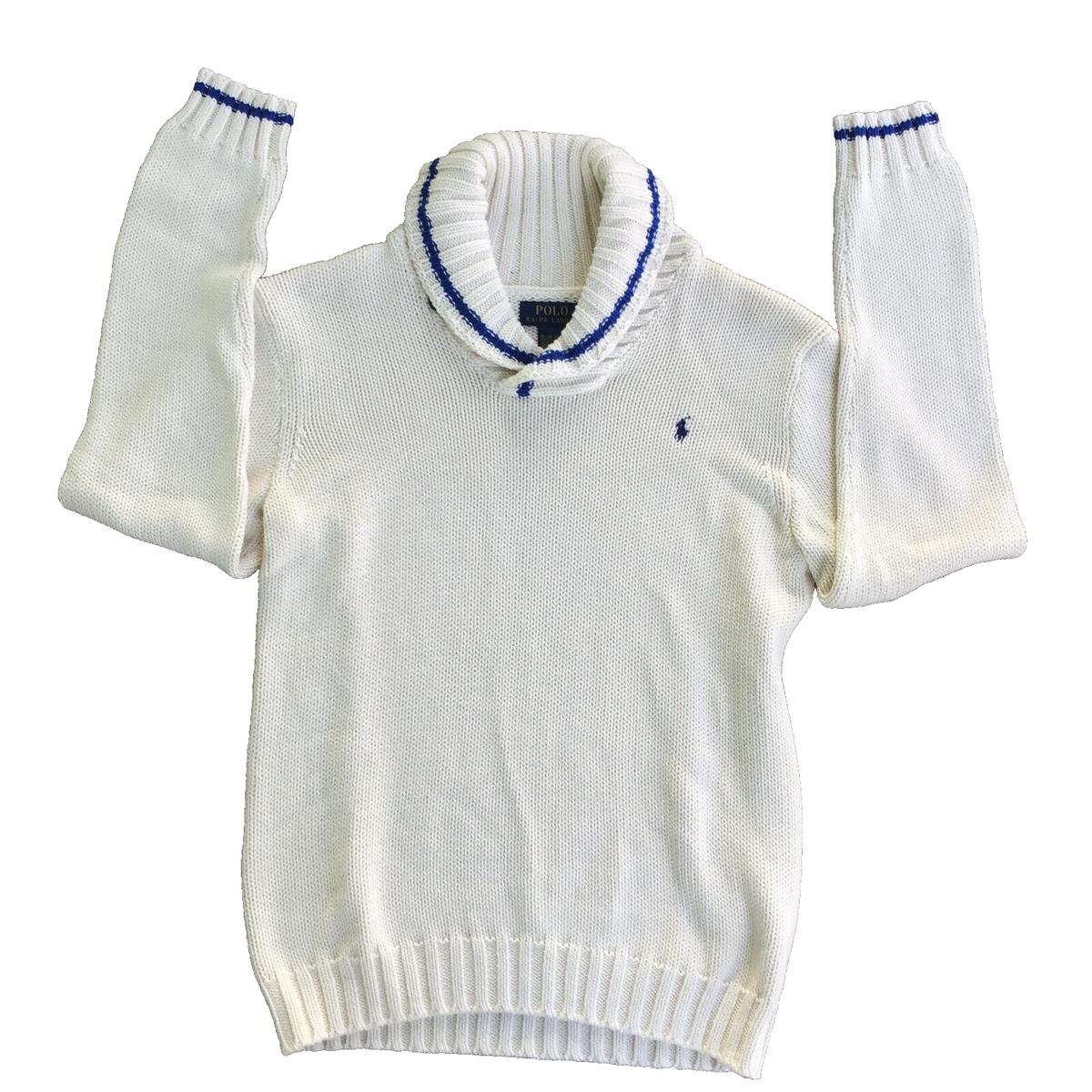 Polo Ralph Lauren Shawl Striped Off White Pony Youth XL (18-20