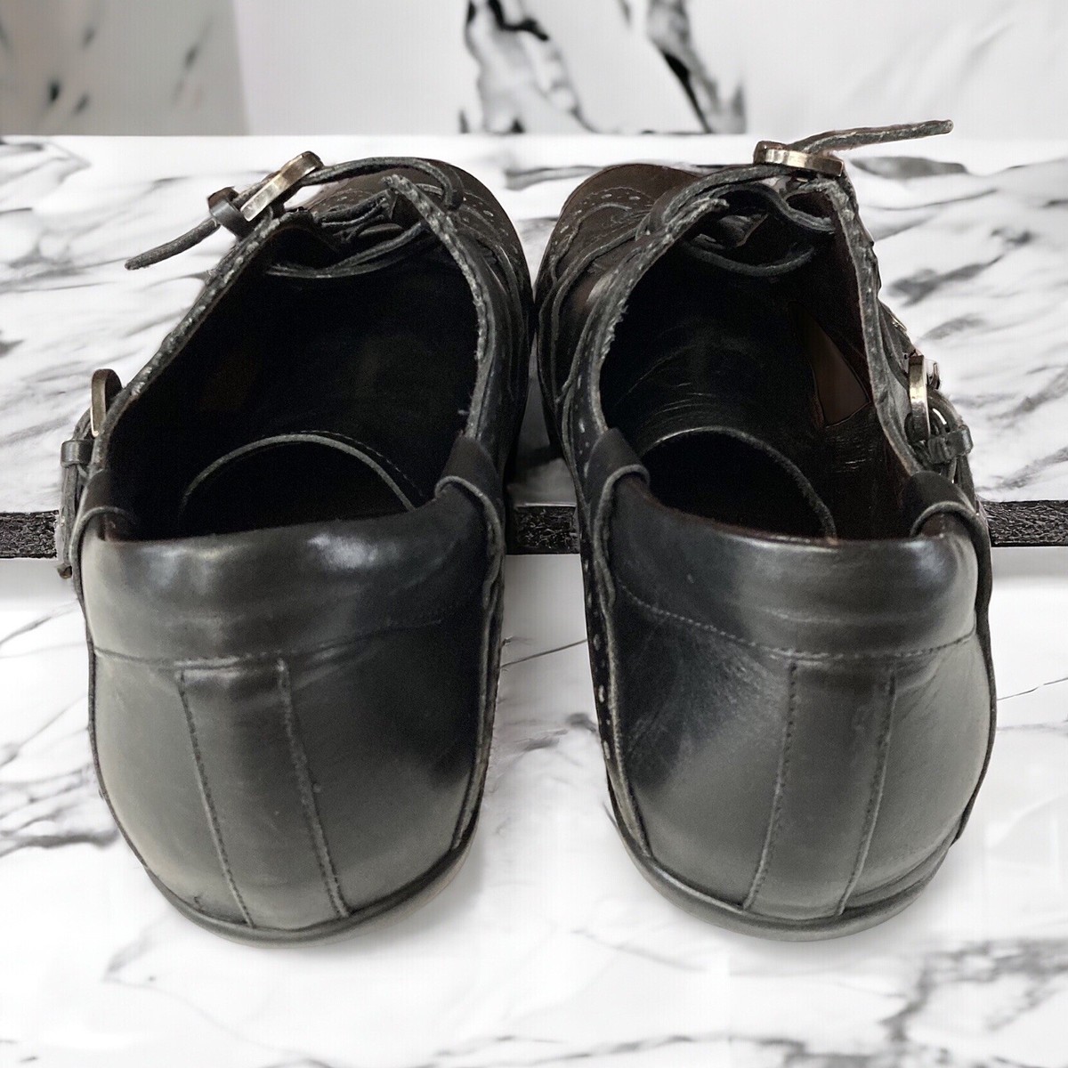 CESARE PACIOTTI ITALY BLACK LEATHER STRAP DRIVER MEN SLIP ON  display picture 1