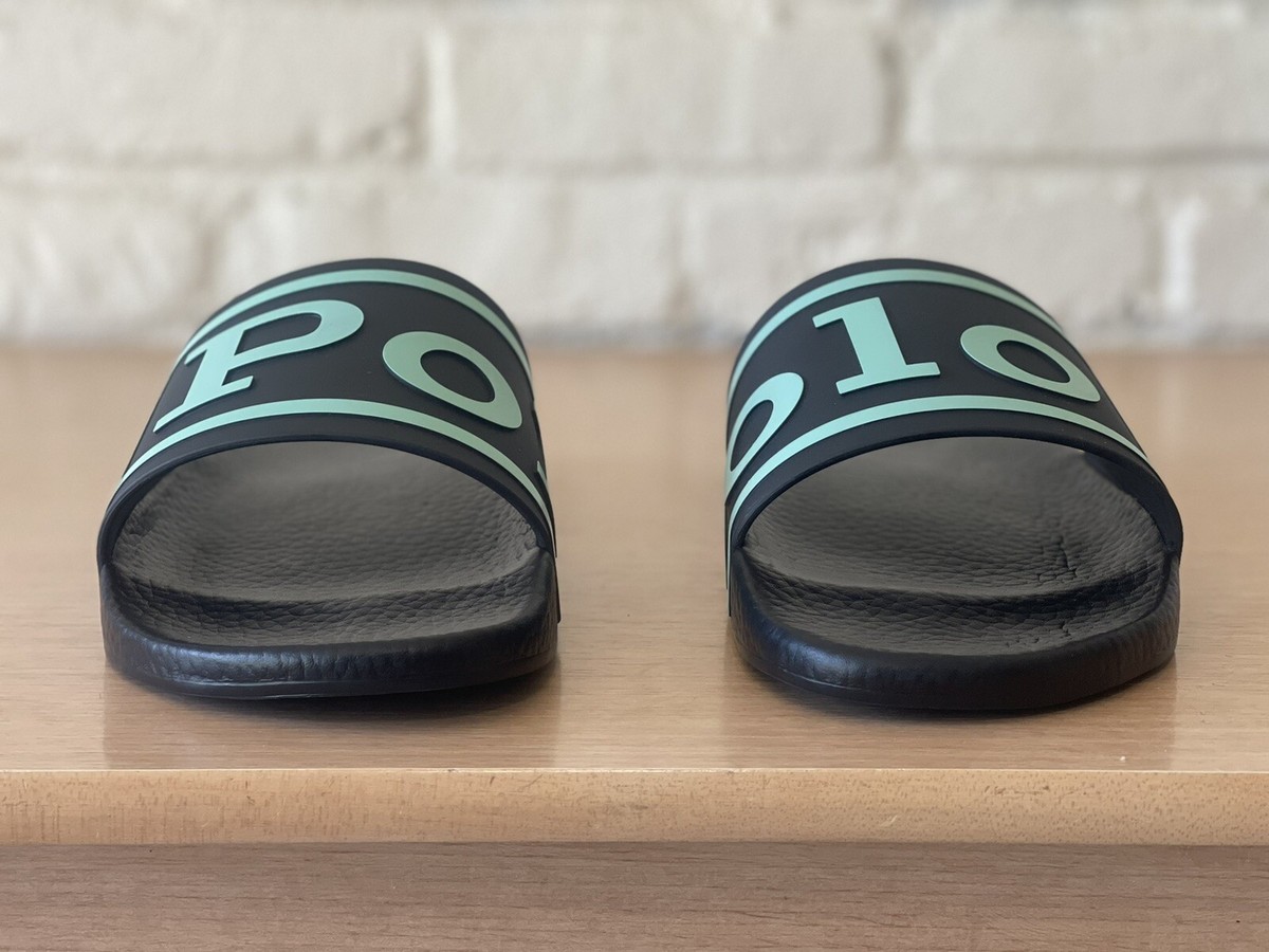 Polo Ralph Lauren Men\'s Spell Out Black Tiffany Teal Slide Sandals Size 13 Beach Polo Ralph Lauren Men main image 2