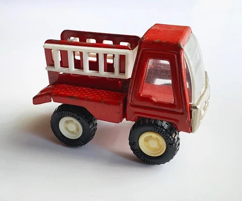 Vintage 1970s Era Buddy L Mini Red Fire Truck w/ Ladders - Like Tonka