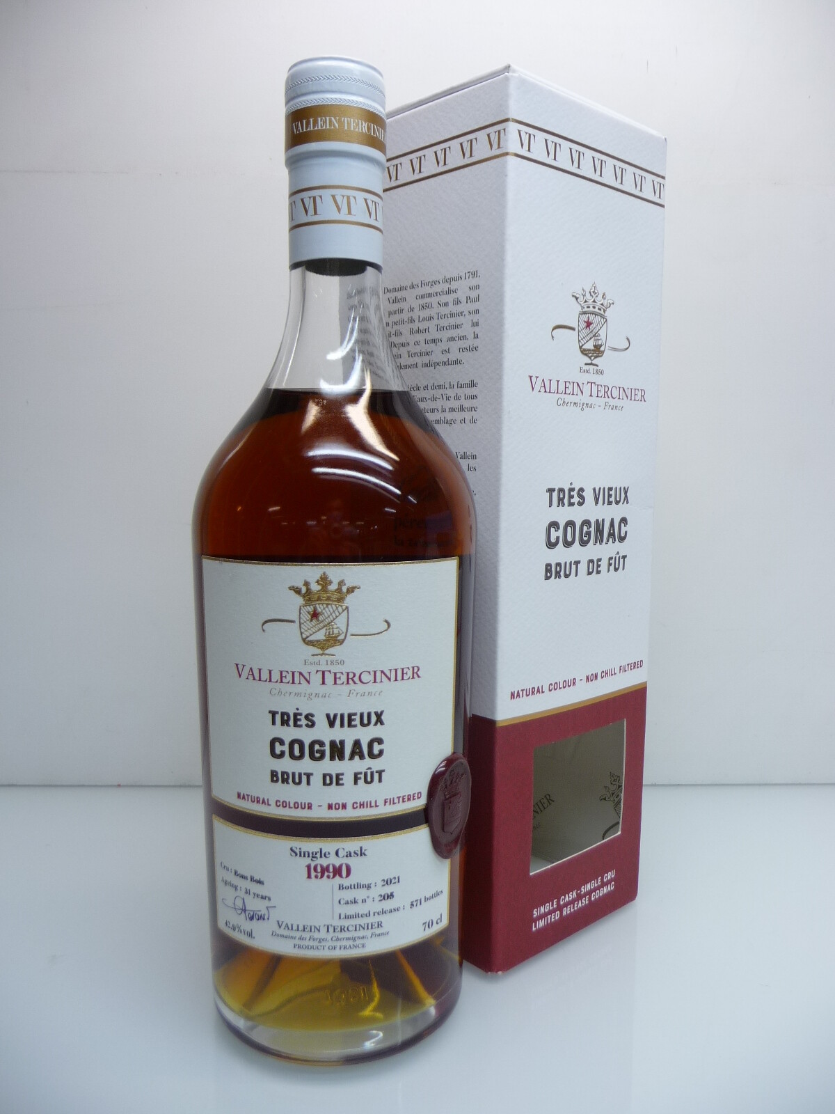 Vallein Tercinier 1990 31 years Originalabfüllung 2021 Cask 205 42,9% 70cl