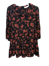 ZARA BLACK FLORAL PRINT FRILLED SHORT MINI DRESS WITH RUFFLES, SZ Med EUC