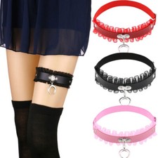 Gothic Punk PU Leather Lace Edge Bridal Garter Elastic Thigh Belt Harness