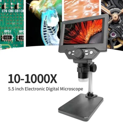 5,5 Zoll LCD Digital USB Mikroskop Tragbar 10MP 1000X 1080P Münzmikroskop AUS