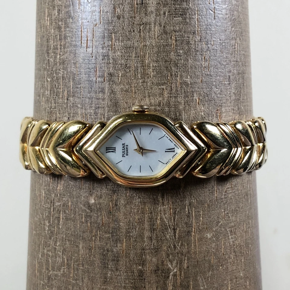 Pulsar Women V400-5350 Fashion Gold Tone Hexagonal Quartz 16mm Watch 7 1/4" - Image 2 of 4