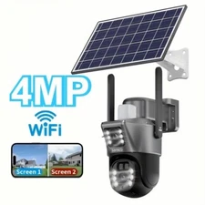 Wifi Solar Powered Security 4MP Wireless Camera PTZ FHD Waterproof Surveillance