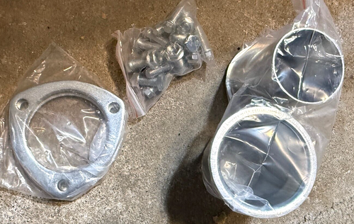 2.5" Header Collectors Exhaust Flange 3 Bolt Ceramic Coated w/ Hardware New Pair - Picture 2 of 3