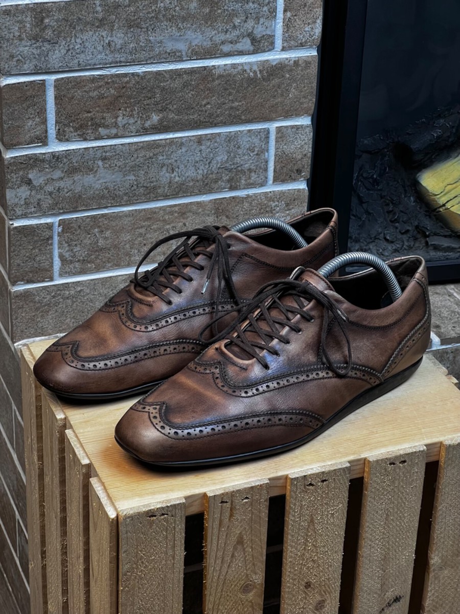 J.M. Weston Modele Protege Brown Leather Trainers Shoes Size UK