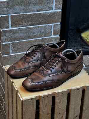 J.M. Weston Modele Protege Brown Leather Trainers Shoes Size UK