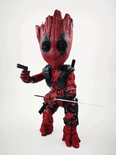Guardians of The Galaxy Groot Cosplay Deadpool 10" PVC Action Figure Boxed - Picture 14 of 16