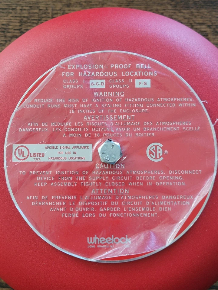 WHEELOCK EXPLOSION-PROOF BELL FOR HAZARDOUS LOCATIONS CSX10 115V 0.125AMPS MAX - Image 2 of 4