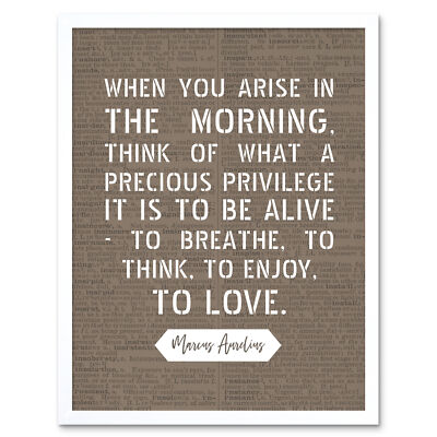 Zitat Marcus Aurelius Morgen kostbares Privileg lebendig Kunstdruck gerahmt 12x16