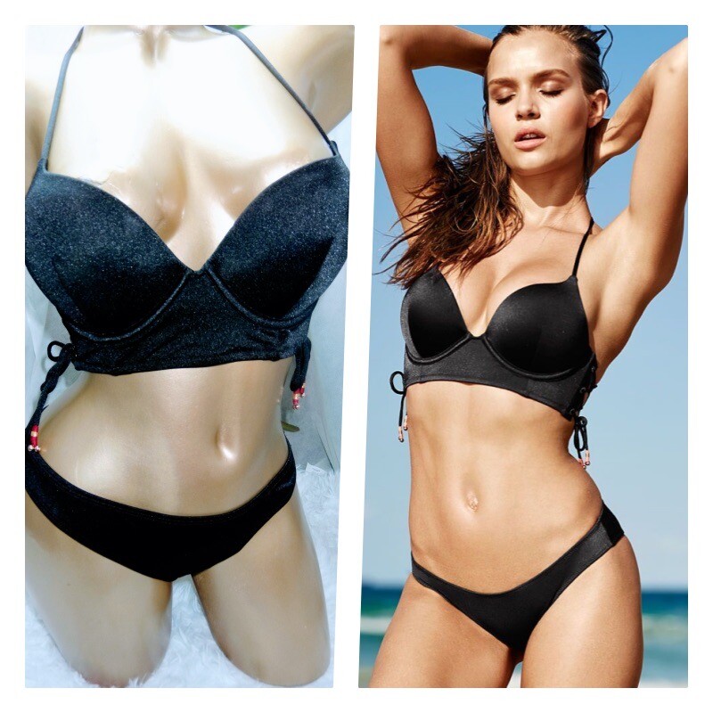 VICTORIAS SECRET 32B  ADD 2 SIZES BOMBSHELL,PUSHUP,  HALTER BIKINI B7