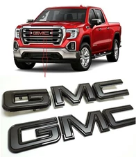 Custom 2019+ GMC Sierra Front Rear ALL Black Emblem 84364354 WITH Multipro