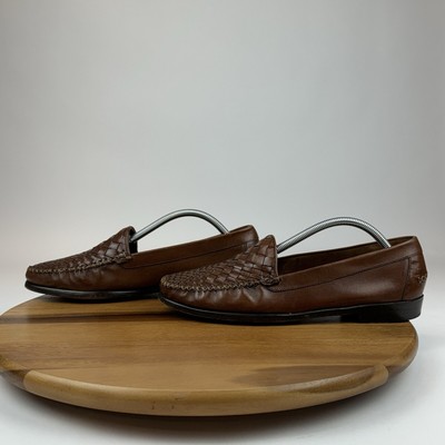 Mens Cole Haan Resort Vintage Brown Leather Woven Dress 
