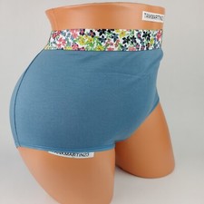 NWT LANE BRYANT CACIQUE COTTON FULL BRIEF PANTIES 18/20 PLUS BLUE FLORAL WAIST