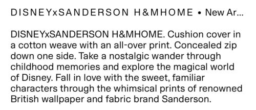 Rare NEW in Pack Official H&M x Disney x Sanderson Cushion Cover Bambi Cream - Picture 3 of 6