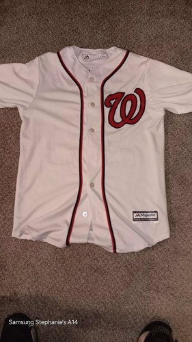 Majestic Washington Nationals Bryce Harper Jersey White Men's small Post Season 