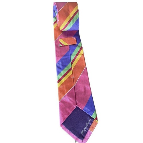 Ralph Lauren Purple Label Modern Silk Neck Tie Italy Made Striped Multicolor Men - Picture 2 of 6