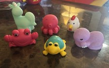 Lot 6 Bath Toys Rubber Animal Figures Kids