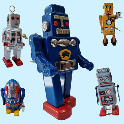 Vintage Space Robot Key Wound Motor - Sammler Spielzeug - Blech Mechanische Roboter