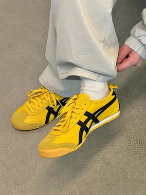 #ad #ad 2025 Onitsuka Tiger Mexico 66 Retro Unisex Casual Shoes Yellow Black Sneakers $85.99