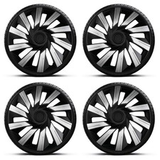 Wheel Trims 14" Black Silver Tecna Hub Caps x4 Fits Peugeot 206