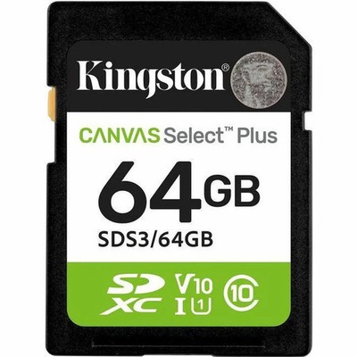 Kingston Canvas Select Plus 64 GB Class 10/UHS-I (U1) V10 SDXC  Model SDS3/64GB