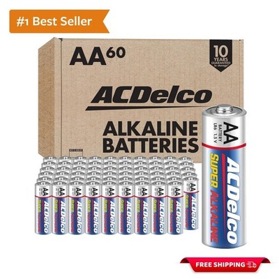 Long-Lasting ACDelco 60 AA Batteries, 1.5V Super Alkaline with Reclosable Pack