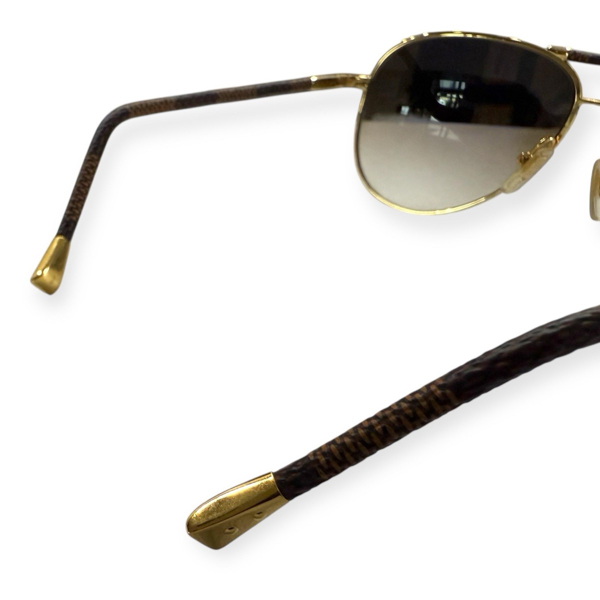 LOUIS VUITTON Conspiracy Pilot Damier Canvas Sunglasses Brown x Gold Z0202U  939