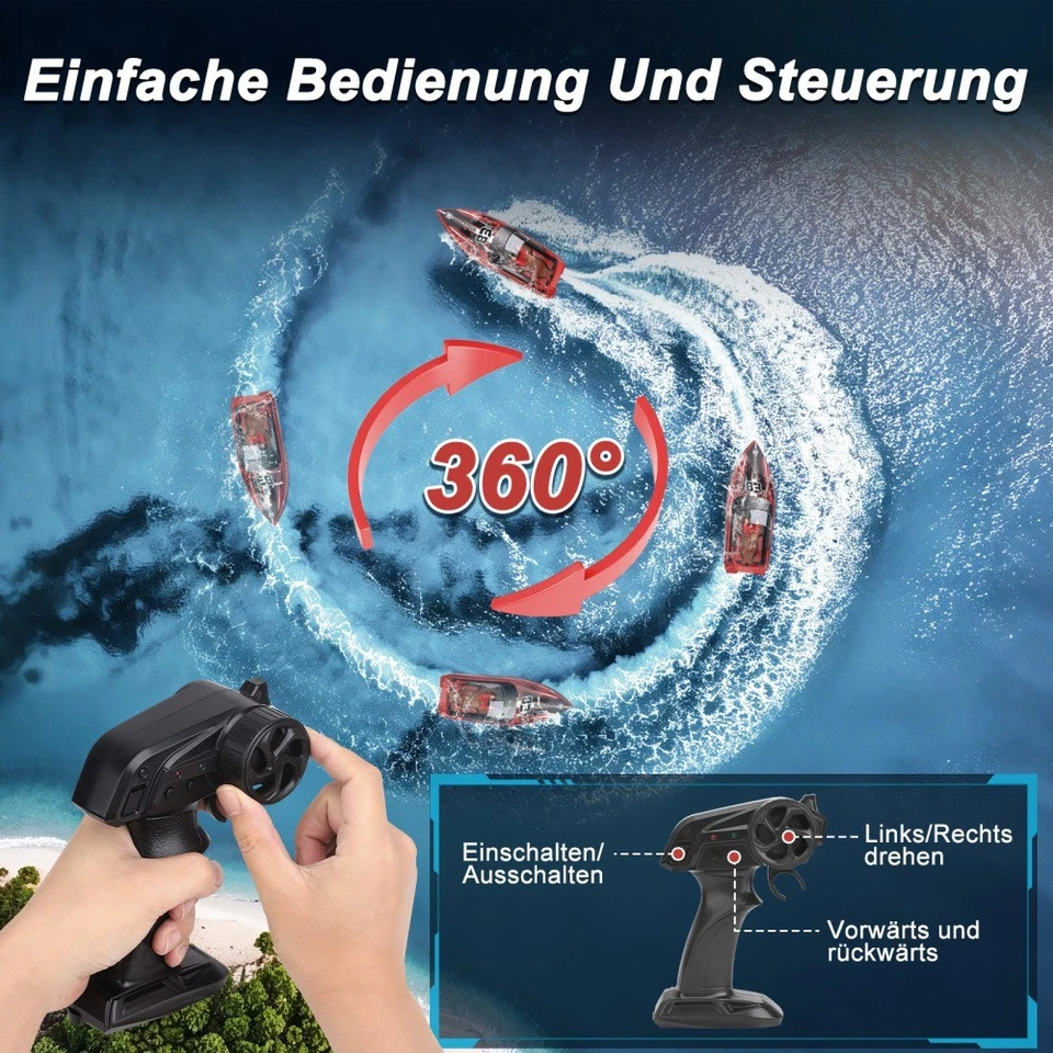 2,4GHz 15 KM/H High Speed RC Boot Ferngesteuertes Rennboot Speedboot Schiff Boot - Bild 3 von 4