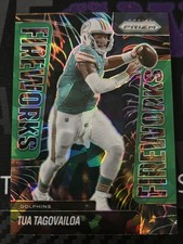 TUA TAGOVAILOA 2025 PANINI PRIZM FIREWORKS GREEN PRIZM ICE #9 Miami Dolphins 