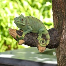 Realistic Chameleon Lizard Statue Garden Ornament Exotic Animal Resin Décor