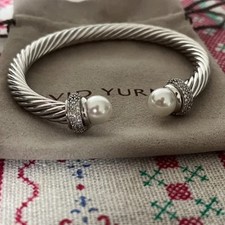 David Yurman Princess Collection Bracelet PEARL & Diamonds Medium 5MM