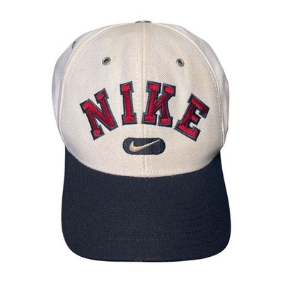Vintage Nike Hat 90's Embroidered Snapback Spell Out White Red