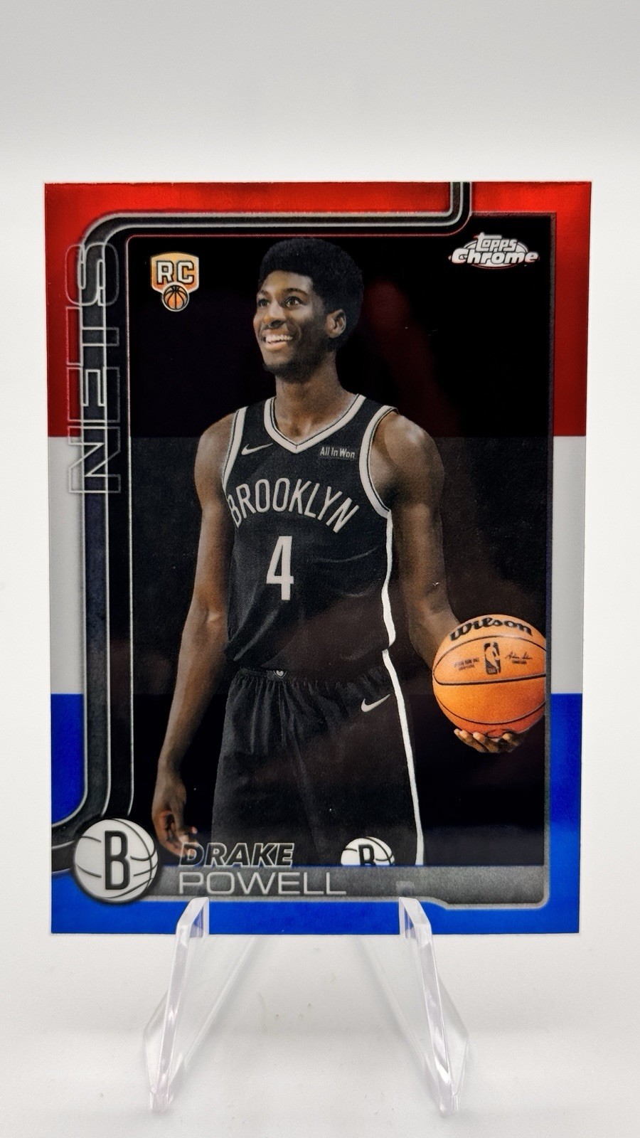 2025-26 Topps Chrome - Drake Powell #272 Red White & Blue Refractor (RC)