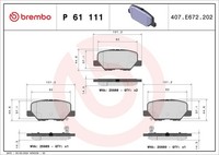 Brembo Bremsbelagsatz, Scheibenbremse P 61 111 FüR Mitsubishi Peugeot CitroËN