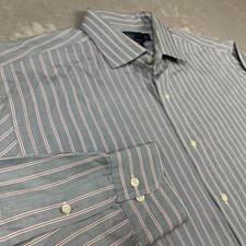 Polo Ralph Lauren Regent Shirt Men XL 17.5 Green Striped Button Down Long Sleeve