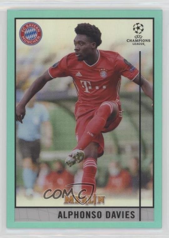 2020 Topps Merlin Collection Chrome UCL Aqua Refractor /199 Alphonso Davies 0x3a
